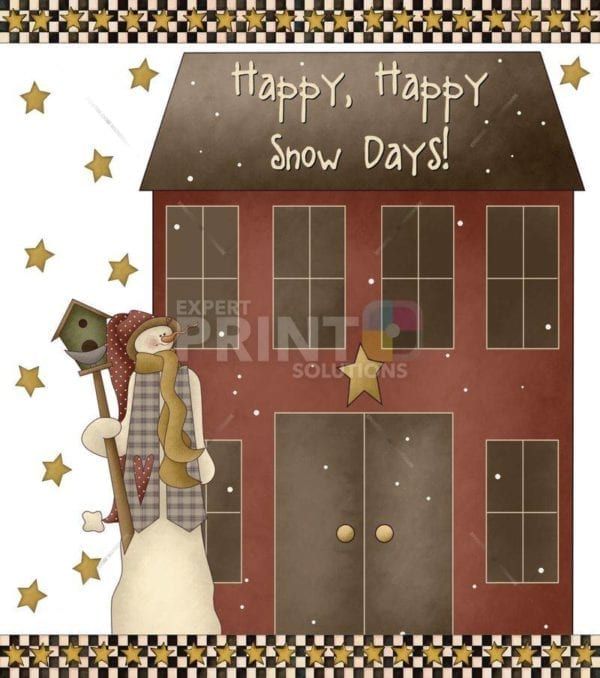 Christmas - Primitive Country Christmas #2 - Happy, Happy Snow Days Dishwasher Sticker