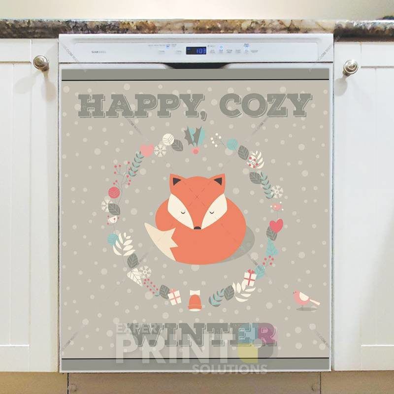 Christmas - Happy Cozy Winter Fox Dishwasher Sticker