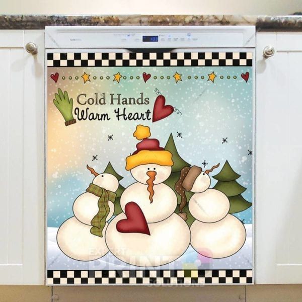 Christmas - Country Christmas Snowmen - Cold Hands Warm Heart Dishwasher Sticker