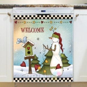 Christmas - Country Christmas Snowman #3 - Welcome Dishwasher Sticker