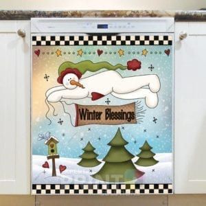 Christmas - Country Christmas Snowman #2 - Winter Blessings Dishwasher Sticker