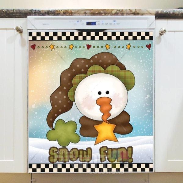 Christmas - Country Christmas Snowman - Snow Fun Dishwasher Sticker