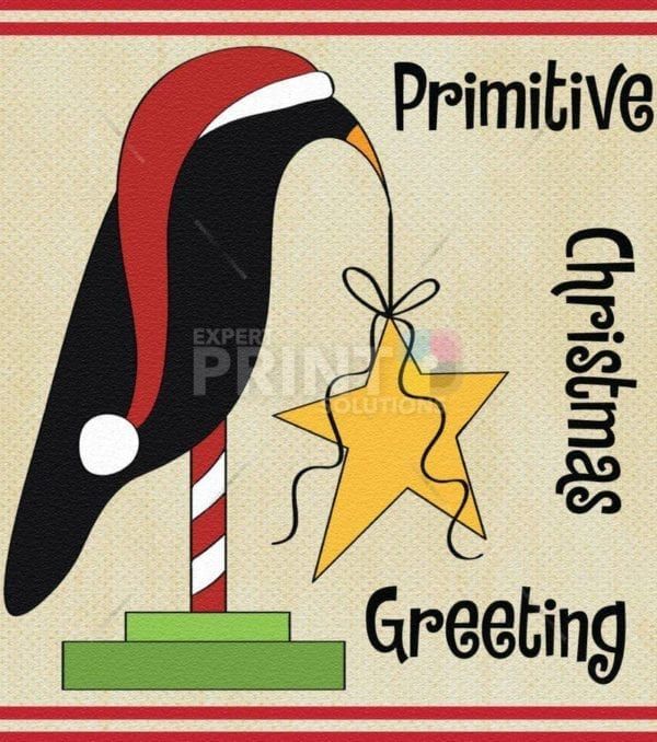 Christmas - Country Christmas Crow #4 - Primitive Christmas Greeting Dishwasher Sticker