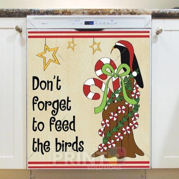 Christmas - Country Christmas Crow #2 - Don't Forget to Feed the Birds Dishwasher Sticker