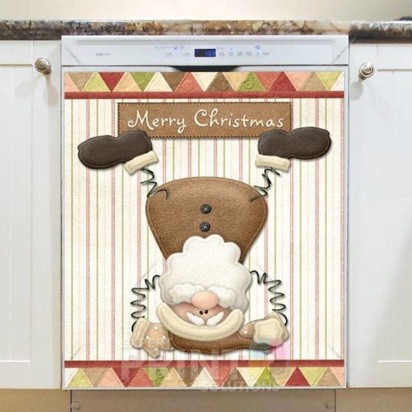 Christmas - Cute Funny Santa - Merry Christmas Dishwasher Sticker