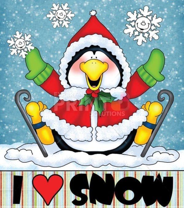 Christmas - I Love Snow Penguin #4 Dishwasher Sticker