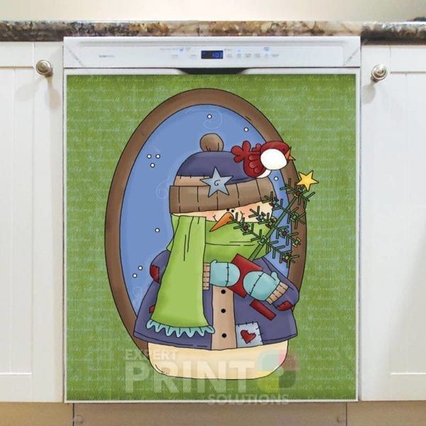 Christmas - Snowman and Birdie Dishwasher Sticker