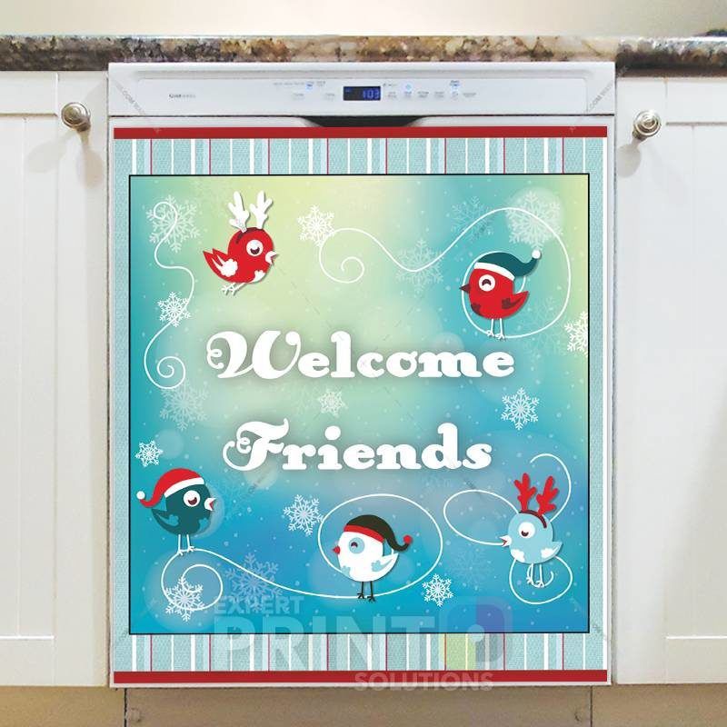 Christmas - Welcome Christmas Birdies - Welcome Friends Dishwasher Sticker