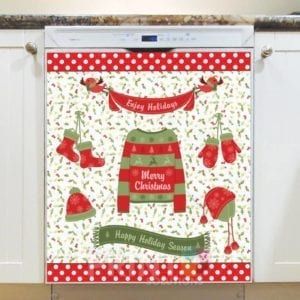 Christmas - Cozy Winter Clothes - Enjoy Holidays Merry Christmas Happy Holiday Season Dishwasher Sticker