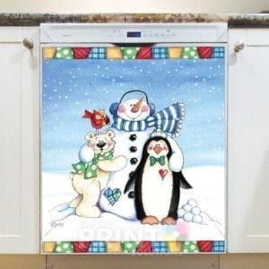Christmas - Polar Bear Snowman and Penguin Dishwasher Sticker