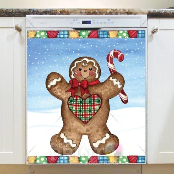 Christmas - Gingerbread Man Greeting #2 Dishwasher Sticker