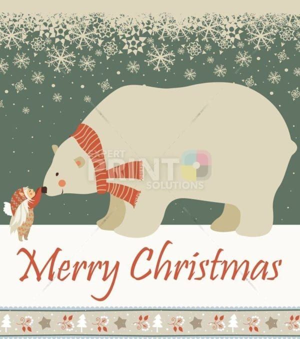 Christmas - Polar Bear with a Little  Winter Fairy - Merry Christmas Dishwasher Sticker
