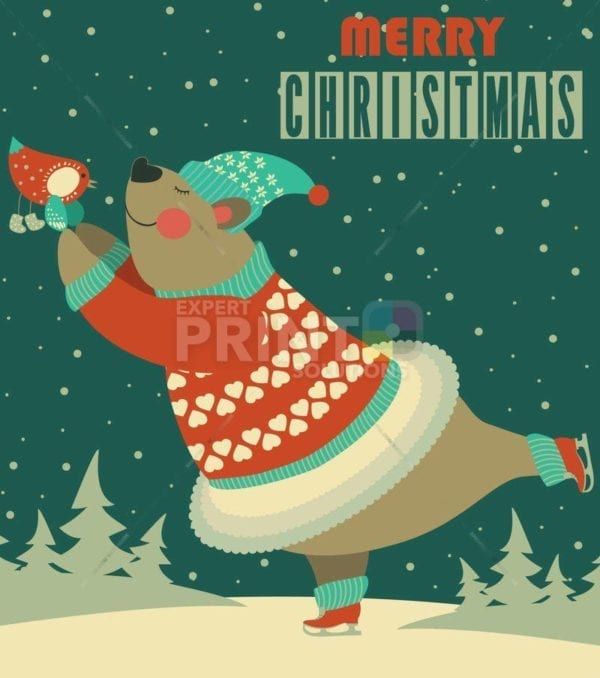 Christmas - Winter Bear on the Ice - Merry Christmas Dishwasher Sticker