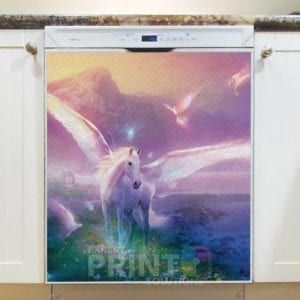 White Pegasus and Doves Dishwasher Sticker