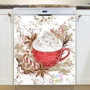 Christmas - Hot Chocolate with Cinnamon Design #2 Dishwasher Sticker
