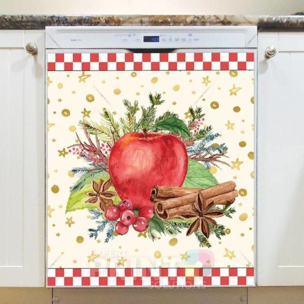 Christmas - Apple Cinnamon Design Dishwasher Sticker