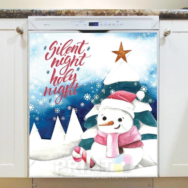 Christmas - Silent Night Holy Night Snowman Dishwasher Sticker