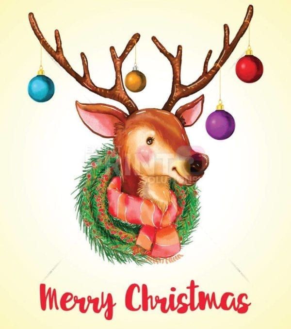 Christmas - Rudolph Wreath - Merry Christmas Dishwasher Sticker