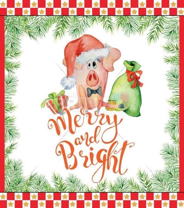Cute Piggies' Christmas #6 - Merry and Bright Dishwasher Sticker