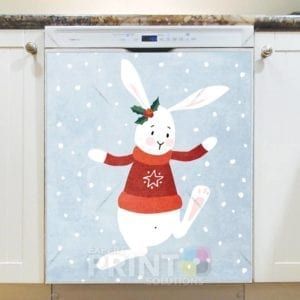 Christmas - Cute Snow Bunny Dishwasher Sticker