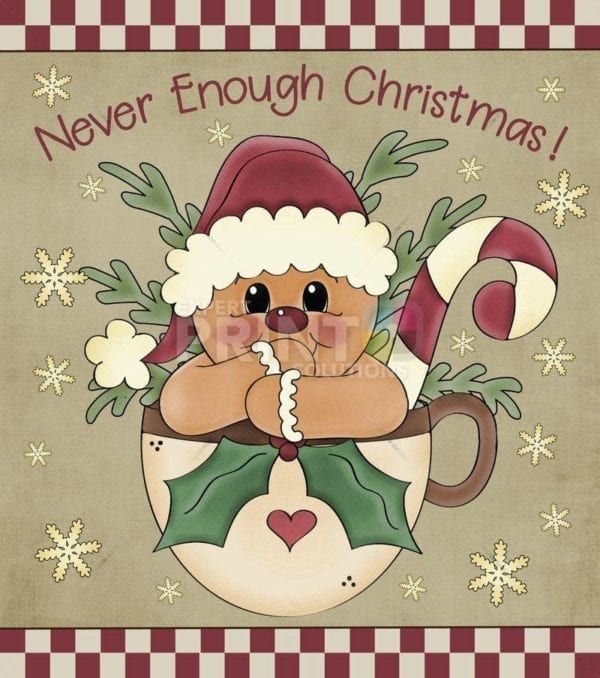 Christmas -  Cute Gingerbread Man Cup #2 - Never Enough Christmas Dishwasher Sticker