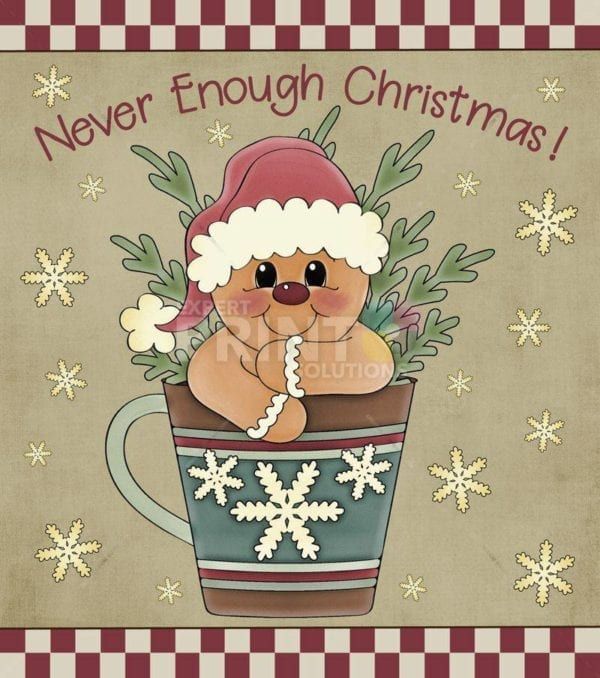 Christmas -  Cute Gingerbread Man Cup - Never Enough Christmas Dishwasher Sticker
