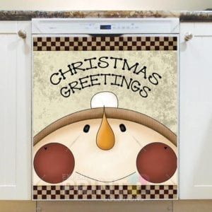Christmas - Cute Snowman Head - Christmas Greetings Dishwasher Sticker
