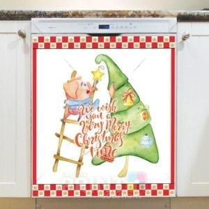 Cute Piggies' Christmas #4 - We Wish You a Very Merry Christmas Time Dishwasher Sticker