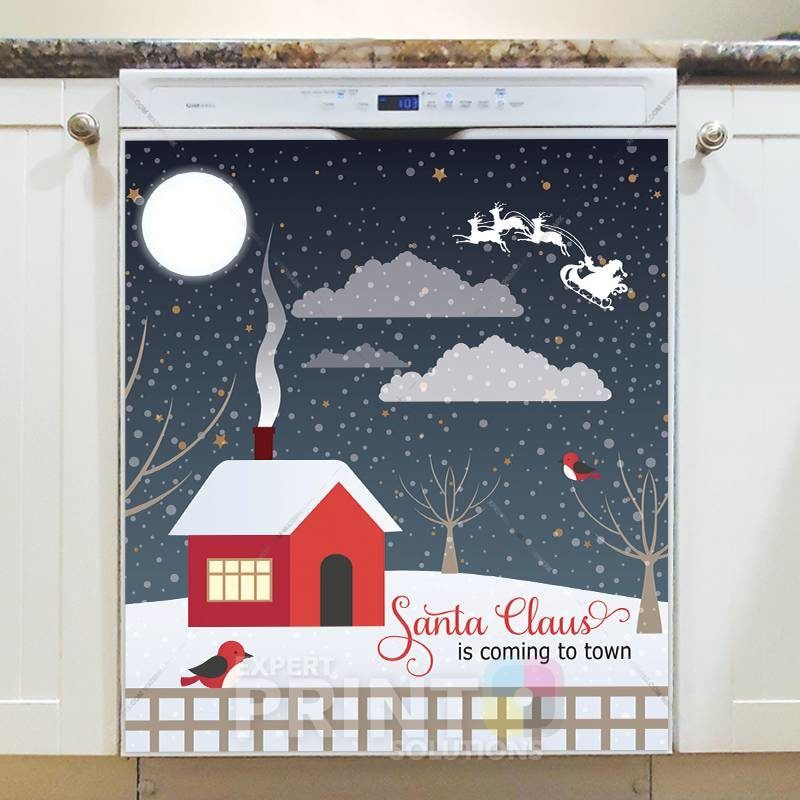 Christmas - Santa Claus is Coming to Town Dishwasher Sticker