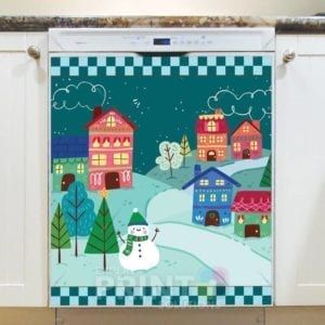 Christmas - Adorable Winter Village Dishwasher Sticker