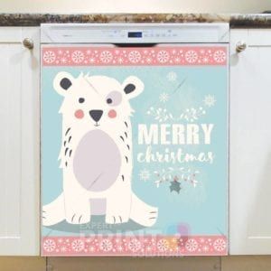 Christmas - Cute Christmas Bear - Merry Christmas Dishwasher Sticker