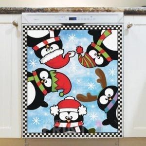 Christmas - Cute Penguin Greeting Dishwasher Sticker