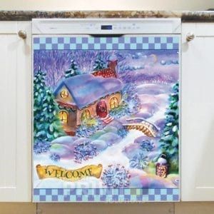 Christmas - Beautiful Christmas Cottage - Welcome Dishwasher Sticker