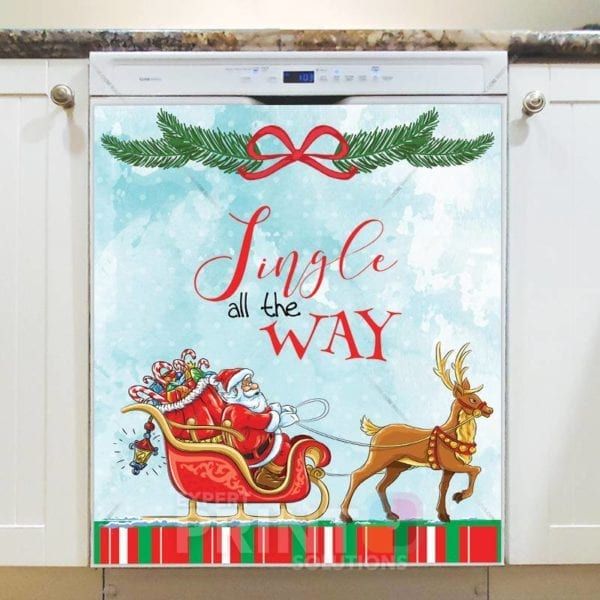 Christmas - Santa on his Sleigh - Jingle all the Way Dishwasher Sticker