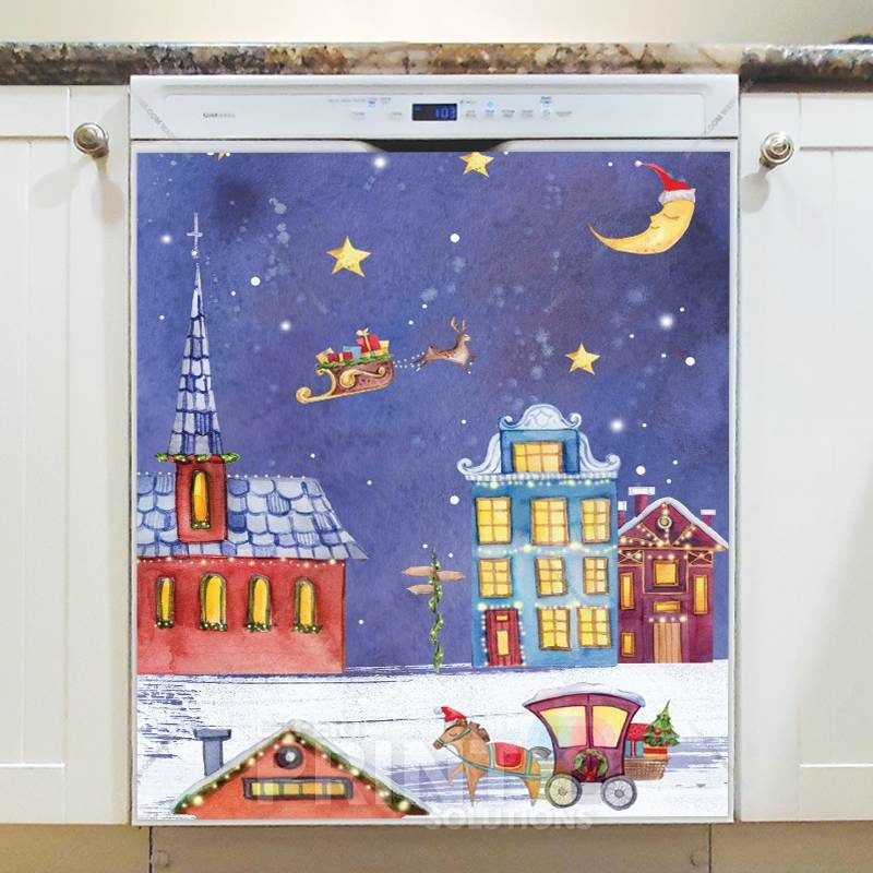 Christmas - Little Village Christmas #4 Dishwasher Sticker