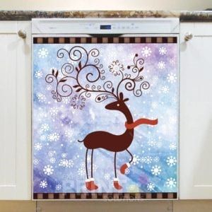 Christmas - Pretty Reindeer Dishwasher Sticker