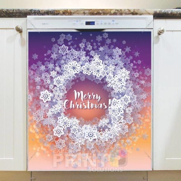 Christmas - Beautiful Snowflake Wreath - Merry Christmas Dishwasher Sticker