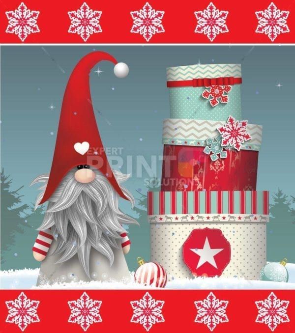 Christmas - Cute Gnome with Gifts Dishwasher Sticker