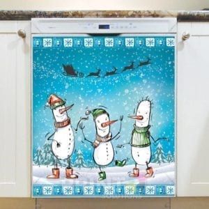 Christmas - Cute Dancing Snowmen Dishwasher Sticker