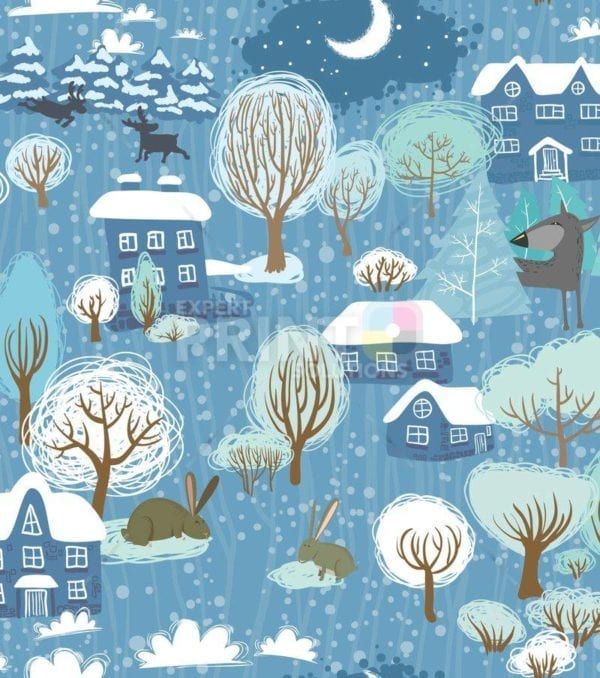 Christmas - Blue Winter Village Dishwasher Sticker