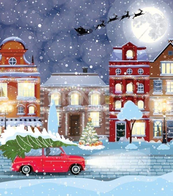 Christmas - Santa Over the City Dishwasher Sticker