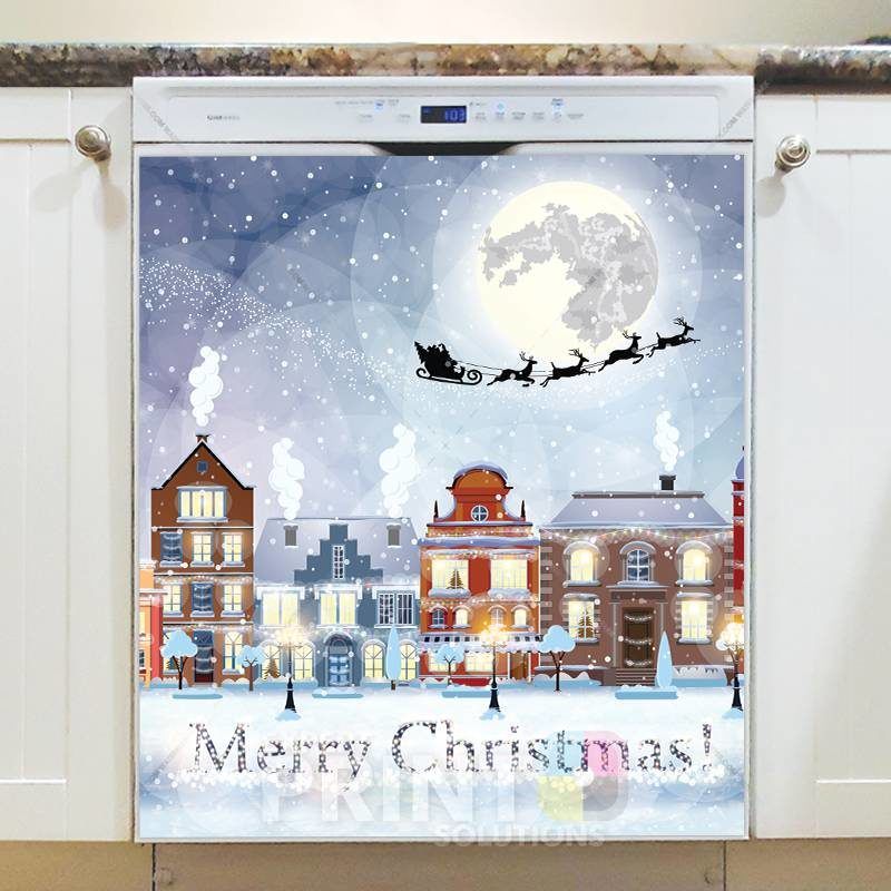 Christmas - Santa is Coming to Town - Merry Christmas Dishwasher Sticker