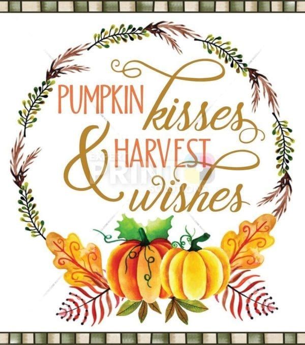 Beautiful Autumn Wreath #5 - Pumpkin kisses & Harvest Wishes Dishwasher Sticker