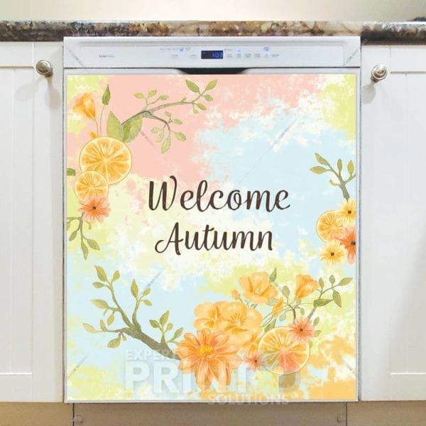 Beautiful Autumn Wreath - Welcome Autumn Dishwasher Sticker
