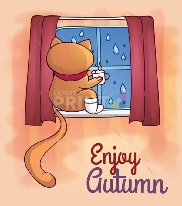 Cute Autumn Cat #4 - Enjoy Autumn Dishwasher Sticker