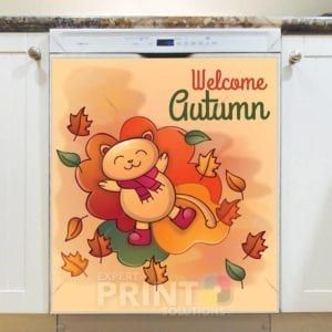 Cute Autumn Cat #2 - Welcome Autumn Dishwasher Sticker