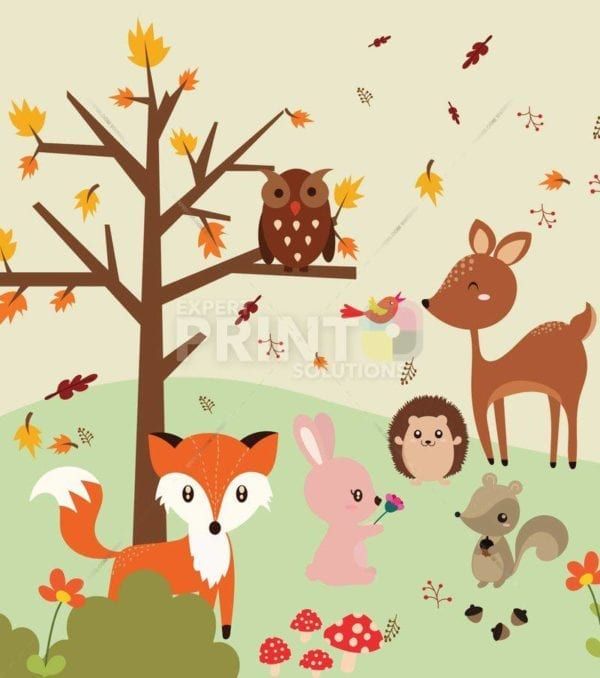 Autumn Forest with Cute Animals Dishwasher Sticker