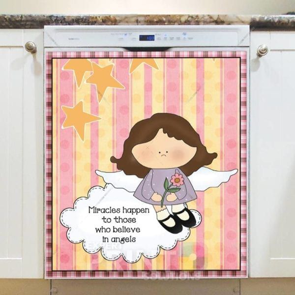 Cute Little Angel #2 - Miracles happen to those who believe in angels Dishwasher Sticker