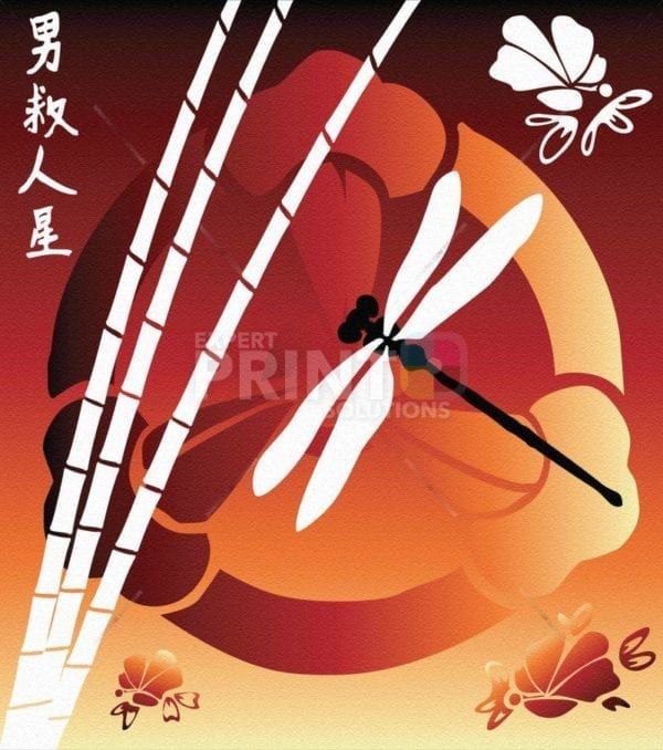 Oriental Dragonfly Sunset Dishwasher Sticker