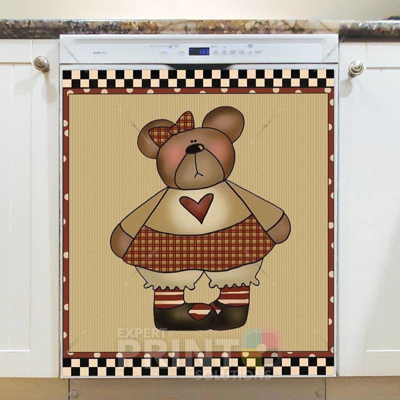 Prim Teddy Bear Girl Dishwasher Sticker